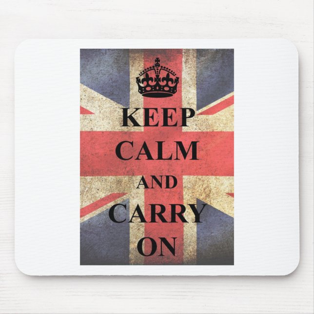 Keep Calm Carry On British Flag Mouse Pad (Front)