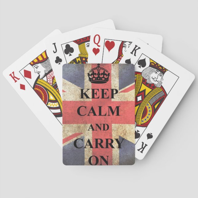 Keep Calm Carry On British Flag Poker Cards (Back)