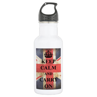 Keep Calm Carry On British Flag Water Bottle