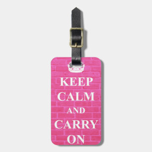 Keep Calm & Carry On Pink Luggage Tag