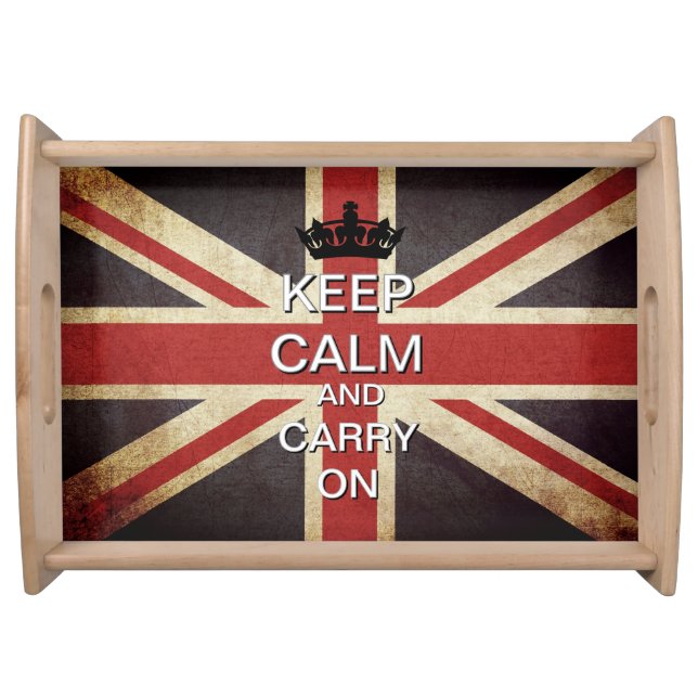 Keep Calm Carry On Posh Union Jack Serving Tray (Front)