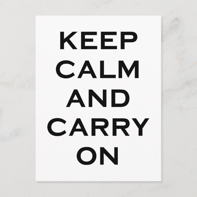 Keep Calm Carry On Postcard (Front)