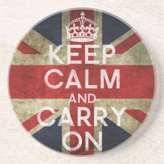 Keep Calm Carry On Sandstone Coaster