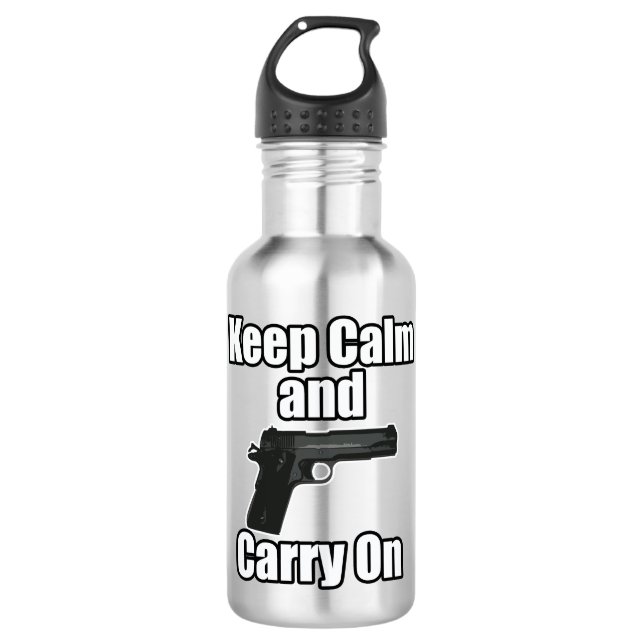 Keep Calm Carry On Water Bottle (Front)