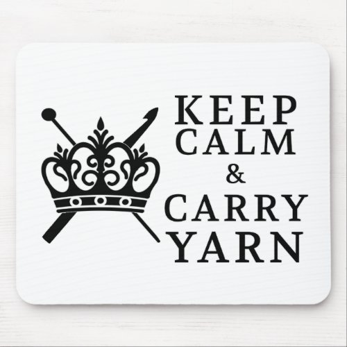 Keep Calm Carry Yarn Crafts   Crown Logo Mouse Pad