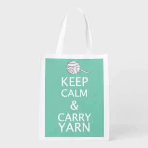 Keep Calm Carry Yarn Crafts {Dark} Reusable Grocery Bag