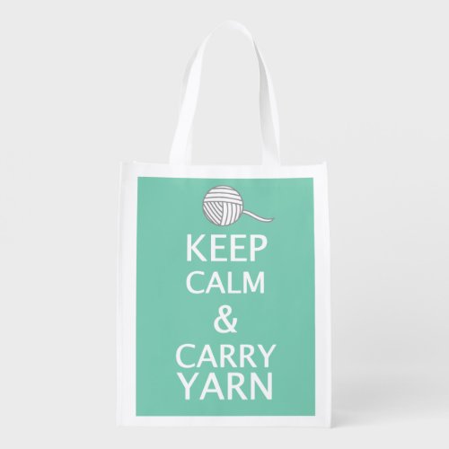 Keep Calm Carry Yarn Crafts Dark Reusable Grocery Bag