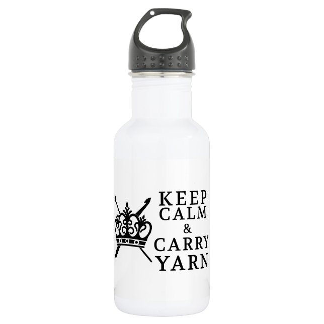 Keep Calm Carry Yarn Water Bottle (Front)