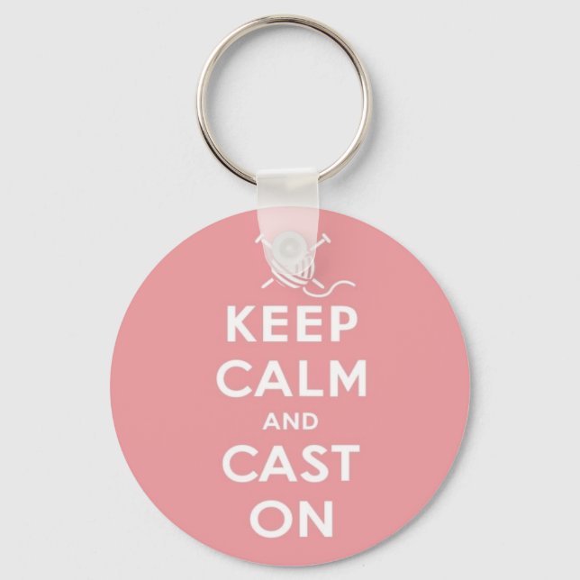 Keep Calm & Cast On Keyring (Front)