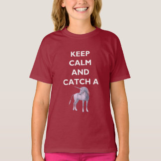 Keep Calm Catch a Unicorn Girls' Dark T-Shirt