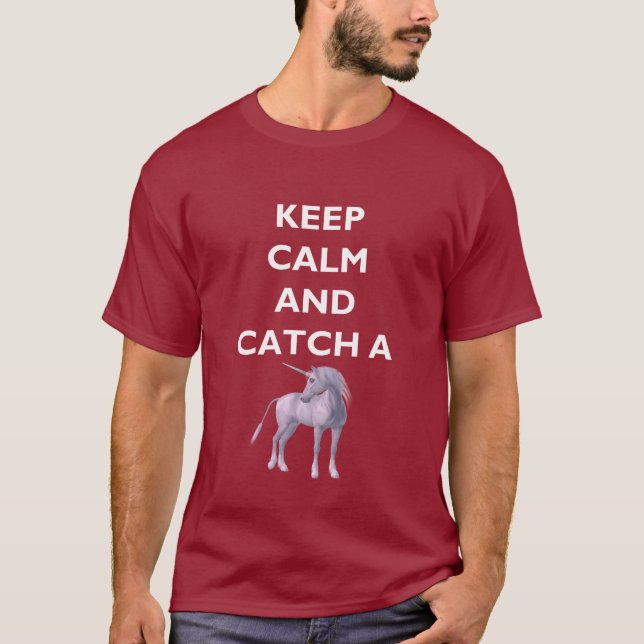 Keep Calm Catch a Unicorn Men's Basic Dark T-Shirt (Front)