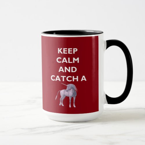 Keep Calm Catch a Unicorn White Font Retro ZKoA Mug