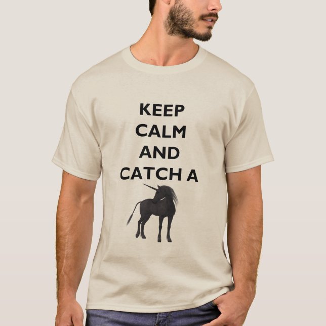 Keep Calm Catch Unicorn Men's Basic Light T-Shirt (Front)