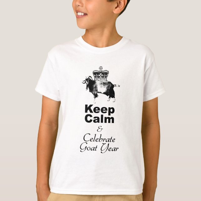 Keep Calm Celebrate Goat Year Kids White T-shirt (Front)