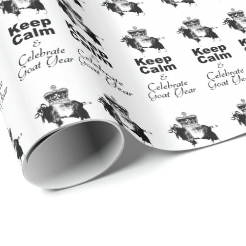 Keep Calm Celebrate Goat Year White Wrapping Paper