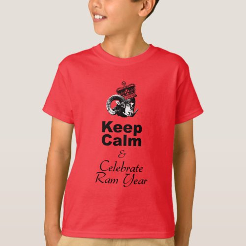 Keep Calm Celebrate Ram Year kids red T_shirt