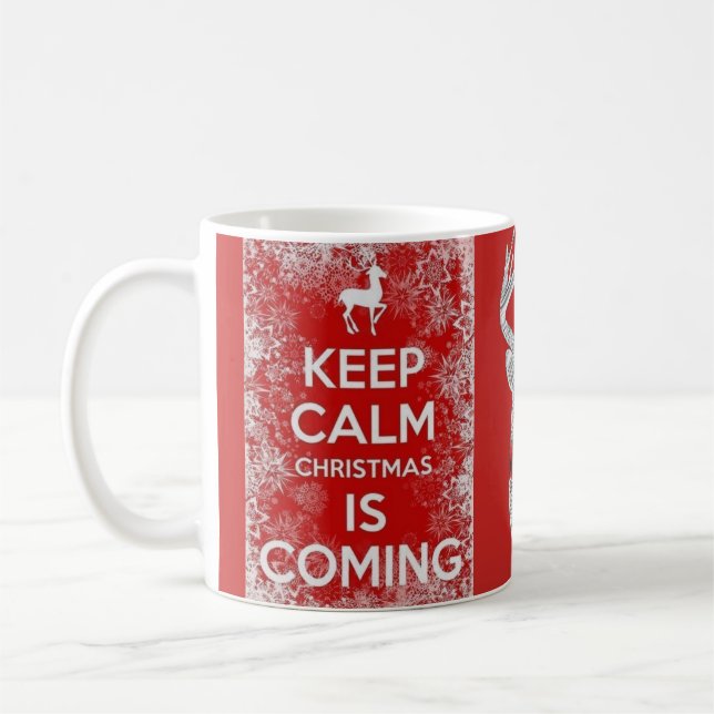 Keep Calm Christmas Holiday reindeer mug (Left)