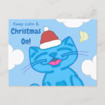 Keep Calm Christmas On | Milo Blue Cat Postcard
