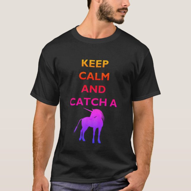 Keep Calm & Colorful Unicorn Men's Dark T-Shirt (Front)