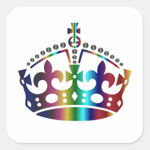 Keep Calm Colours Crown - Change background Square Sticker