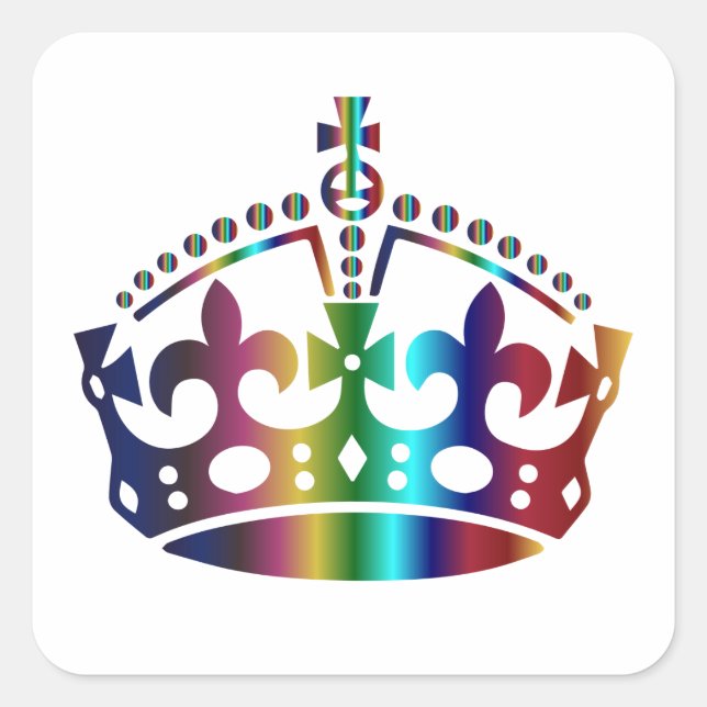 Keep Calm Colours Crown - Change background Square Sticker (Front)