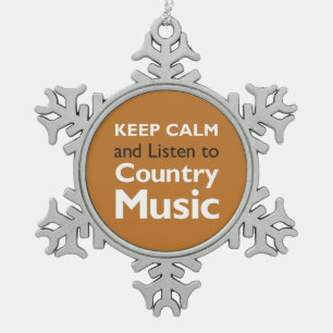 Keep Calm Country Snowflake Pewter Christmas Ornament