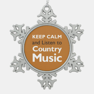 Keep Calm Country Snowflake Pewter Christmas Ornament