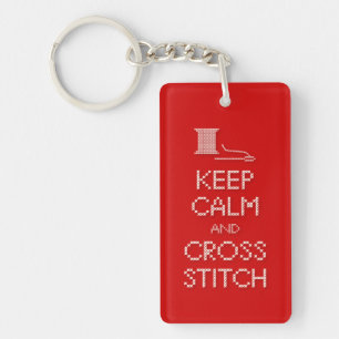 Keep Calm Cross Stitch Keychain