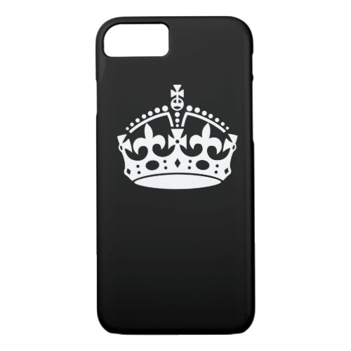 Keep Calm Crown Design on Solid Black iPhone 87 Case