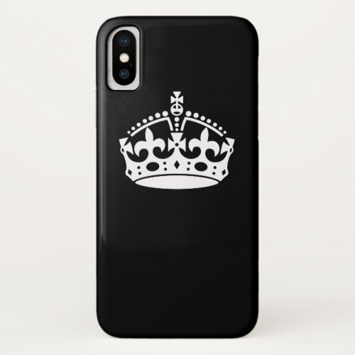 Keep Calm Crown Design on Solid Black iPhone X Case