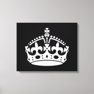 KEEP CALM CROWN Icon on Black Customize This Canvas Print