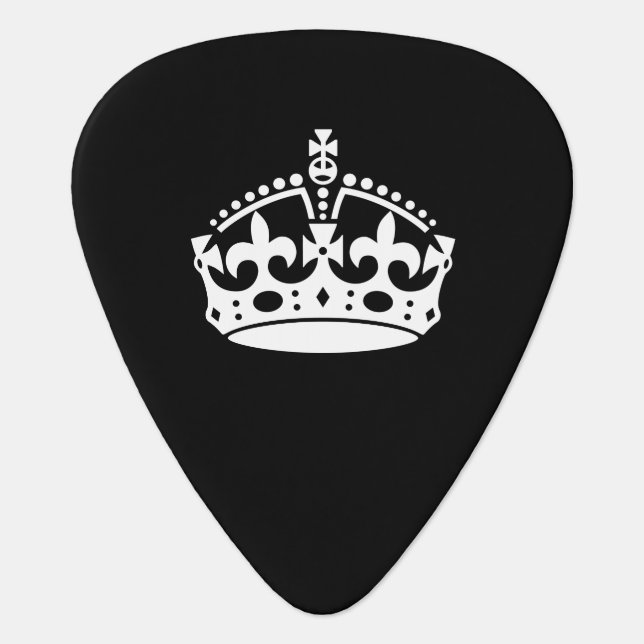 KEEP CALM CROWN Icon on Black Customize This Guitar Pick (Front)