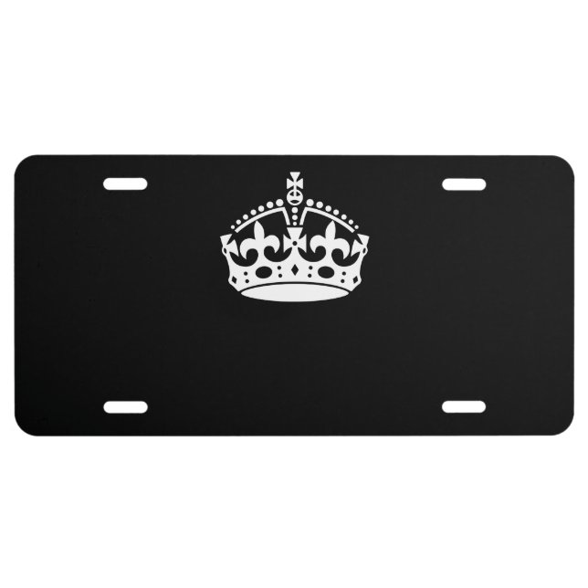 KEEP CALM CROWN Icon on Black Customize This License Plate (Front)