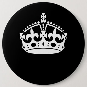 KEEP CALM CROWN Icon on Black Customize This Pinback Button