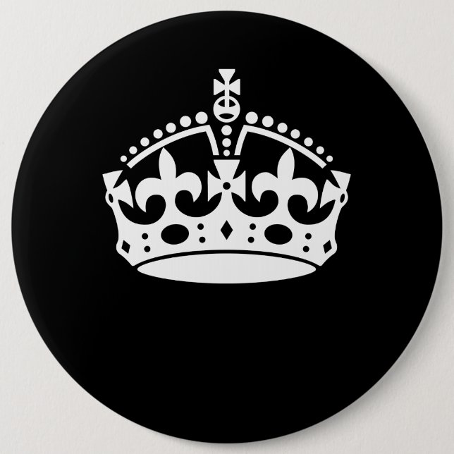 KEEP CALM CROWN Icon on Black Customize This Pinback Button (Front)