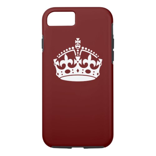 Keep Calm Crown Icon on Burgundy Red iPhone 87 Case