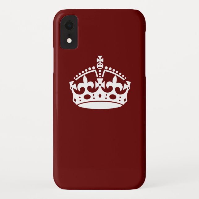 Keep Calm Crown Icon on Burgundy Red Case-Mate iPhone Case (Back)