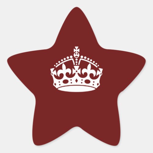 Keep Calm Crown Icon on Burgundy Red Star Sticker