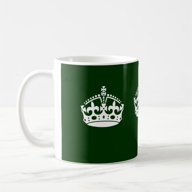 Keep Calm Crown Icon on Forest Green Coffee Mug (Left)