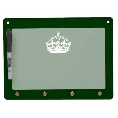 Keep Calm Crown Icon on Forest Green Dry Erase Board With Keychain Holder