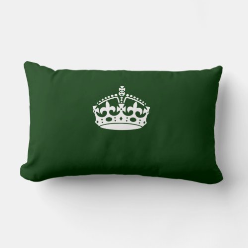 Keep Calm Crown Icon on Forest Green Lumbar Pillow