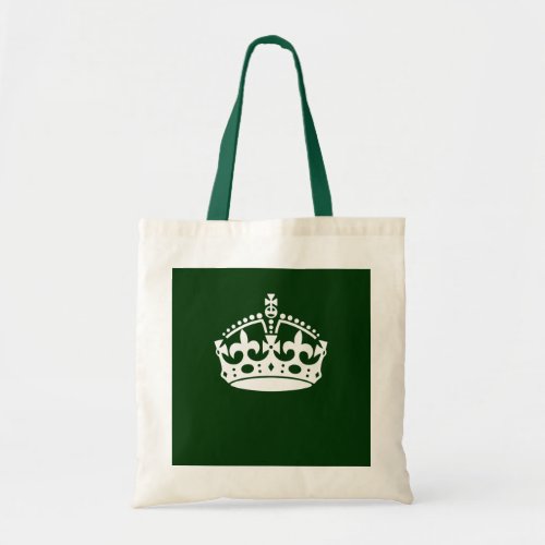 Keep Calm Crown Icon on Forest Green Tote Bag