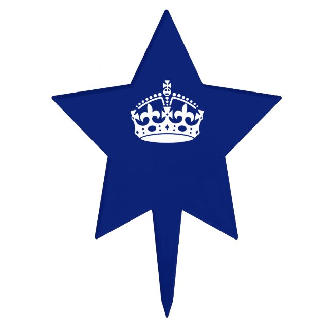 Keep Calm Crown Icon on Navy Blue Cake Topper (Front)