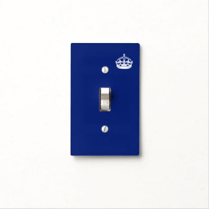 Keep Calm Crown Icon on Navy Blue Light Switch Cover