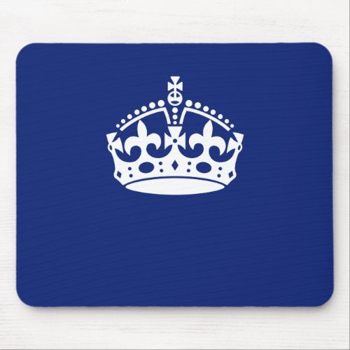 Keep Calm Crown Icon on Navy Blue Mouse Pad