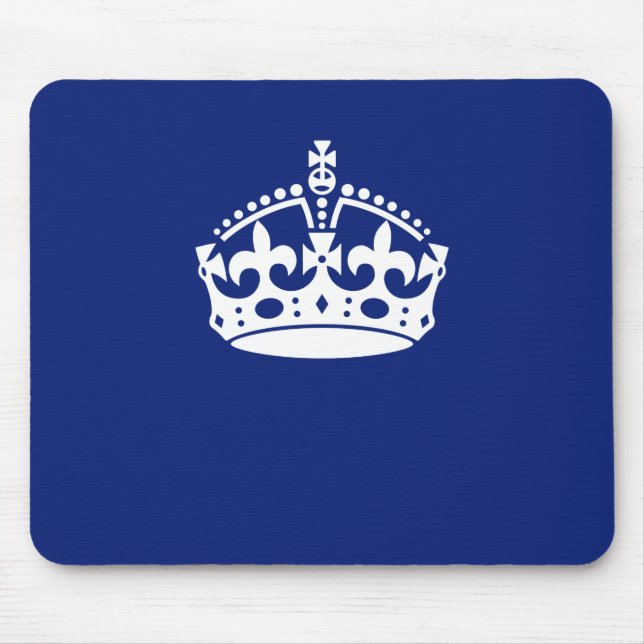 Keep Calm Crown Icon on Navy Blue Mouse Pad (Front)