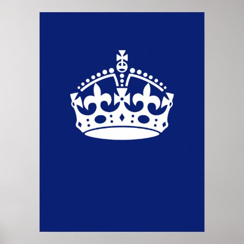 Keep Calm Crown Icon on Navy Blue Poster