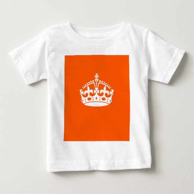 KEEP CALM CROWN Icon on Orange Customize This Baby T-Shirt (Front)
