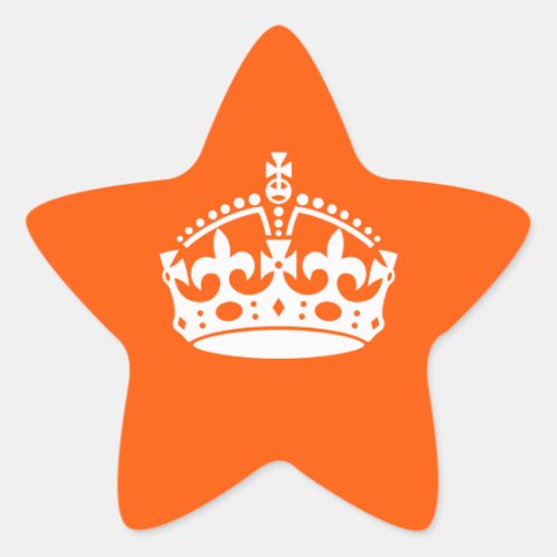 KEEP CALM CROWN Icon on Orange Customize This Star Sticker