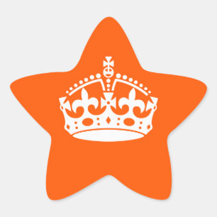 KEEP CALM CROWN Icon on Orange Customize This Star Sticker